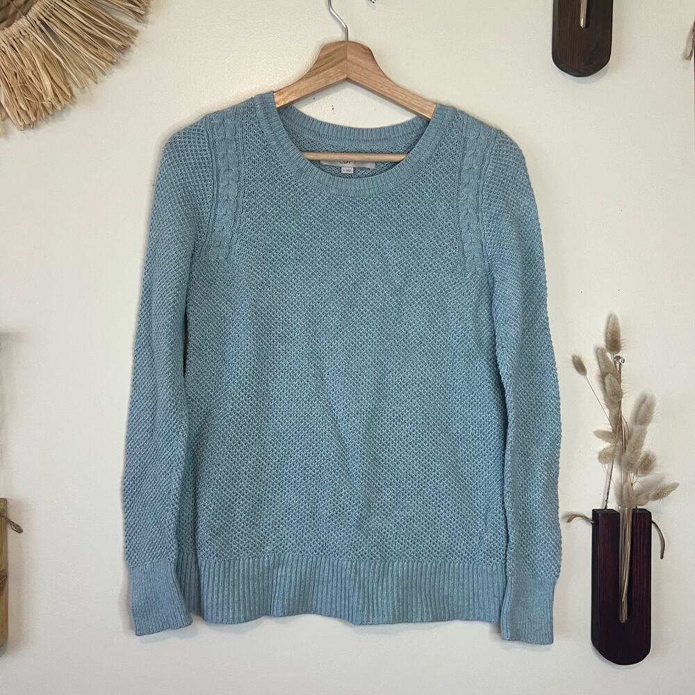 Long Sleeve Wool-Blend Dusty Blue Loft Sweater Size Small